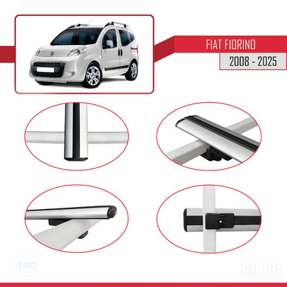 Compatible avec Fiat Fiorino 3 2008-2025 BASIC Model Barres de Toit Railing Porte-Bagages de Voiture Gris Aluminium 2 Barres