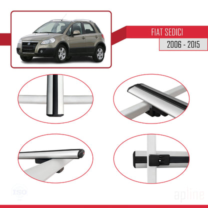 Compatible avec Fiat Sedici 2006-2015 BASIC Model Barres de Toit Railing Porte-Bagages de Voiture Gris Aluminium 3 Barres
