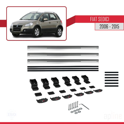 Compatible avec Fiat Sedici 2006-2015 BASIC Model Barres de Toit Railing Porte-Bagages de Voiture Gris Aluminium 3 Barres