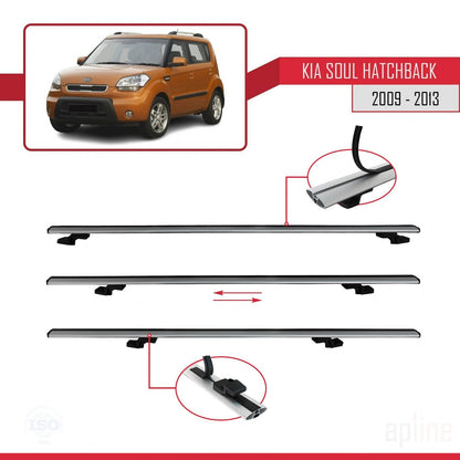 Compatible avec Kia Soul (AM) HB 2009-2013 BASIC Model Barres de Toit Railing Porte-Bagages de Voiture Gris Aluminium 3 Barres