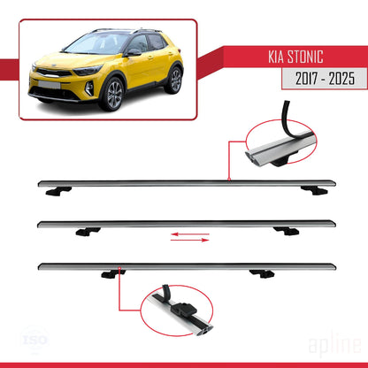 Compatible avec Kia Stonic 2017-2025 BASIC Model Barres de Toit Railing Porte-Bagages de Voiture Gris Aluminium 2 Barres