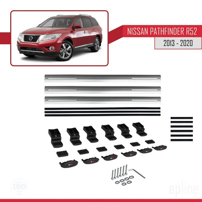 Compatible avec Nissan Pathfinder 4 (R52) 2013-2020 BASIC Model Barres de Toit Railing Porte-Bagages de Voiture Gris Aluminium 3 Barres