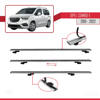 Compatible avec Opel Combo E Life 2019-2022 BASIC Model Barres de Toit Railing Porte-Bagages de Voiture Gris Aluminium 3 Barres