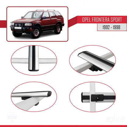 Compatible avec Opel Frontera Sport 1992-1998 BASIC Model Barres de Toit Railing Porte-Bagages de Voiture Gris Aluminium 3 Barres