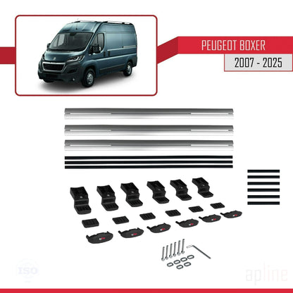 Compatible avec Peugeot Boxer 2 2007-2025 BASIC Model Barres de Toit Railing Porte-Bagages de Voiture Gris Aluminium 3 Barres