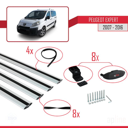 Compatible avec Peugeot Expert 2 2007-2016 BASIC Model Barres de Toit Railing Porte-Bagages de Voiture Gris Aluminium 4 Barres