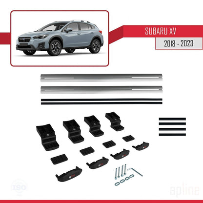 Compatible avec Subaru XV 2 2018-2023 BASIC Model Barres de Toit Railing Porte-Bagages de Voiture Gris Aluminium 2 Barres