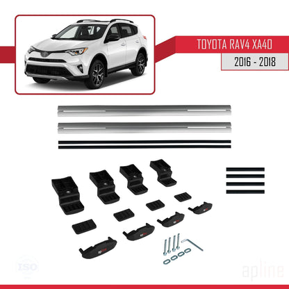 Compatible avec Toyota RAV4 IV (XA40) Post-Facelift 2016-2018 BASIC Model Barres de Toit Railing Porte-Bagages de Voiture Gris Aluminium 2 Barres