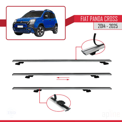 Compatible avec Fiat Panda Cross 2014-2025 BASIC Model Barres de Toit Railing Porte-Bagages de Voiture Gris Aluminium 3 Barres