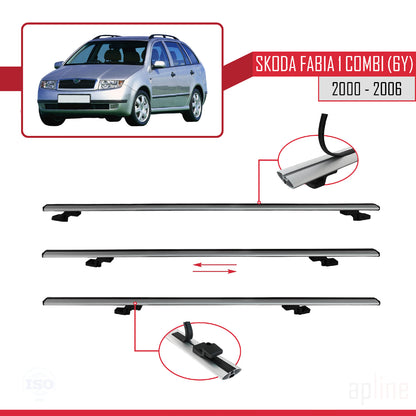 Compatible avec Skoda Fabia (6Y) Break 2000-2006 BASIC Model Barres de Toit Railing Porte-Bagages de Voiture Gris Aluminium 3 Barres