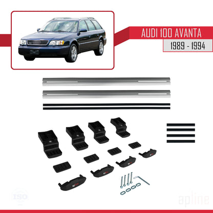 Compatible avec Audi 100 Avanta 1989-1994 BASIC Model Barres de Toit Railing Porte-Bagages de Voiture Gris Aluminium 2 Barres