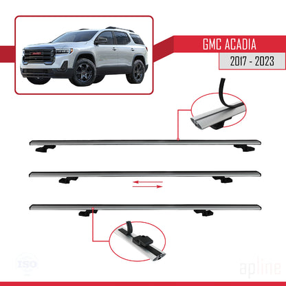 Compatible avec GMC Acadia 2017-2023 BASIC Model Barres de Toit Railing Porte-Bagages de Voiture Gris Aluminium 3 Barres