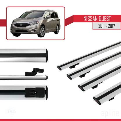Compatible avec Nissan Quest 2011-2017 BASIC Model Barres de Toit Railing Porte-Bagages de Voiture Gris Aluminium 4 Barres