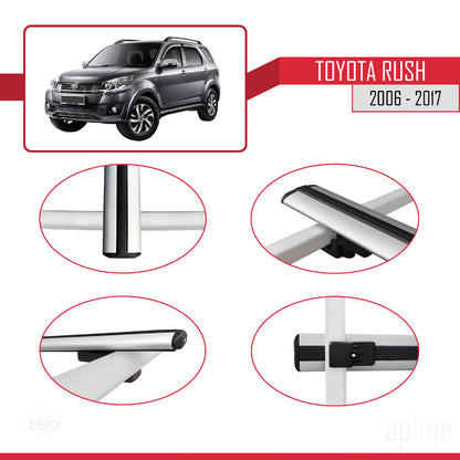 Compatible avec Toyota Rush 2006-2017 BASIC Model Barres de Toit Railing Porte-Bagages de Voiture Gris Aluminium 2 Barres