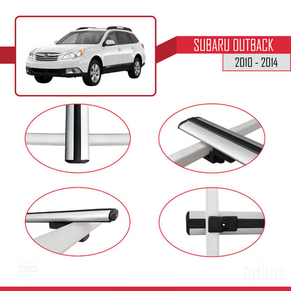 Compatible avec Subaru Outback 2010-2014 BASIC Model Barres de Toit Railing Porte-Bagages de Voiture Gris Aluminium 3 Barres