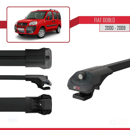 Compatible avec Fiat Doblo 2000-2009 ACE-1 Barres de Toit Railing Porte-Bagages de Voiture Noir Aluminium 4 Barres