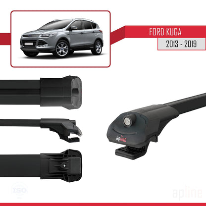 Compatibile con Ford Kuga 2 (C520) 2013-2019 Barre portatutto ACE-1 per auto, barre portatutto in alluminio nero, 2 barre