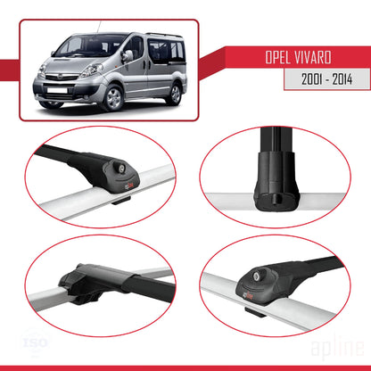 Compatible avec Opel Vivaro A 2001-2014 ACE-1 Barres de Toit Railing Porte-Bagages de Voiture Noir Aluminium 3 Barres