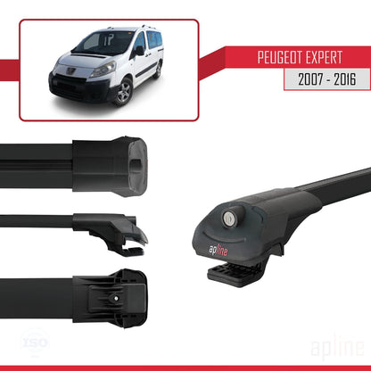 Compatible avec Peugeot Expert 2 2007-2016 ACE-1 Barres de Toit Railing Porte-Bagages de Voiture Noir Aluminium 3 Barres