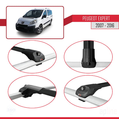 Compatible avec Peugeot Expert 2 2007-2016 ACE-1 Barres de Toit Railing Porte-Bagages de Voiture Noir Aluminium 3 Barres