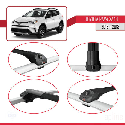 Compatible avec Toyota RAV4 IV (XA40) Post-Facelift 2016-2018 ACE-1 Barres de Toit Railing Porte-Bagages de Voiture Noir Aluminium 2 Barres