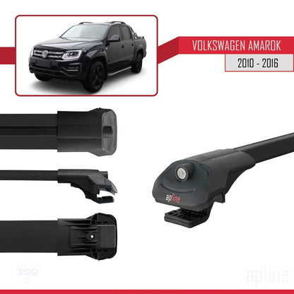 Compatible avec Volkswagen Amarok (2F) Pre-Facelift 2010-2016 ACE-1 Barres de Toit Railing Porte-Bagages de Voiture Noir Aluminium 2 Barres