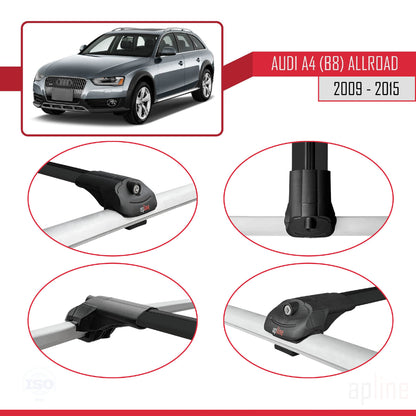 Compatible avec A4 (B8) Allroad 2009-2015 ACE-1 Barres de Toit Railing Porte-Bagages de Voiture Noir Aluminium 3 Barres