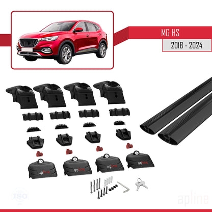 Compatible avec MG HS (AS23) 2018-2024 ACE-2 Barres de Toit Railing Porte-Bagages de Voiture Noir Aluminium 2 Barres