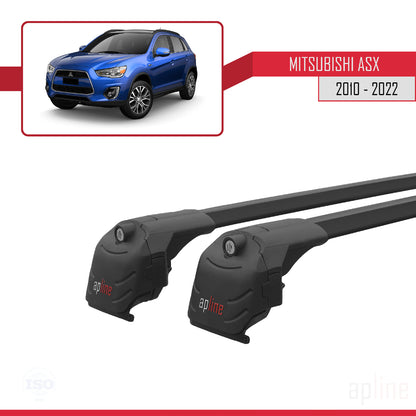 Compatible avec Mitsubishi ASX (GA) 2010-2022 ACE-2 Barres de Toit Railing Porte-Bagages de Voiture Noir Aluminium 2 Barres