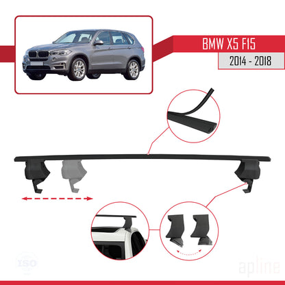 Compatible avec BMW X5 (F15) 2014-2018 ACE-4 Barres de Toit Railing Porte-Bagages de Voiture Noir Aluminium 2 Barres