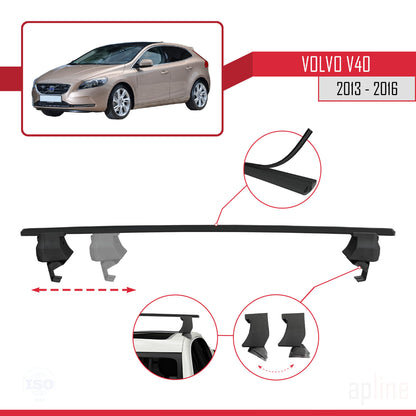 Compatible avec Volvo V40 Pre-Facelift 2013-2016 ACE-4 Barres de Toit Railing Porte-Bagages de Voiture Noir Aluminium 2 Barres