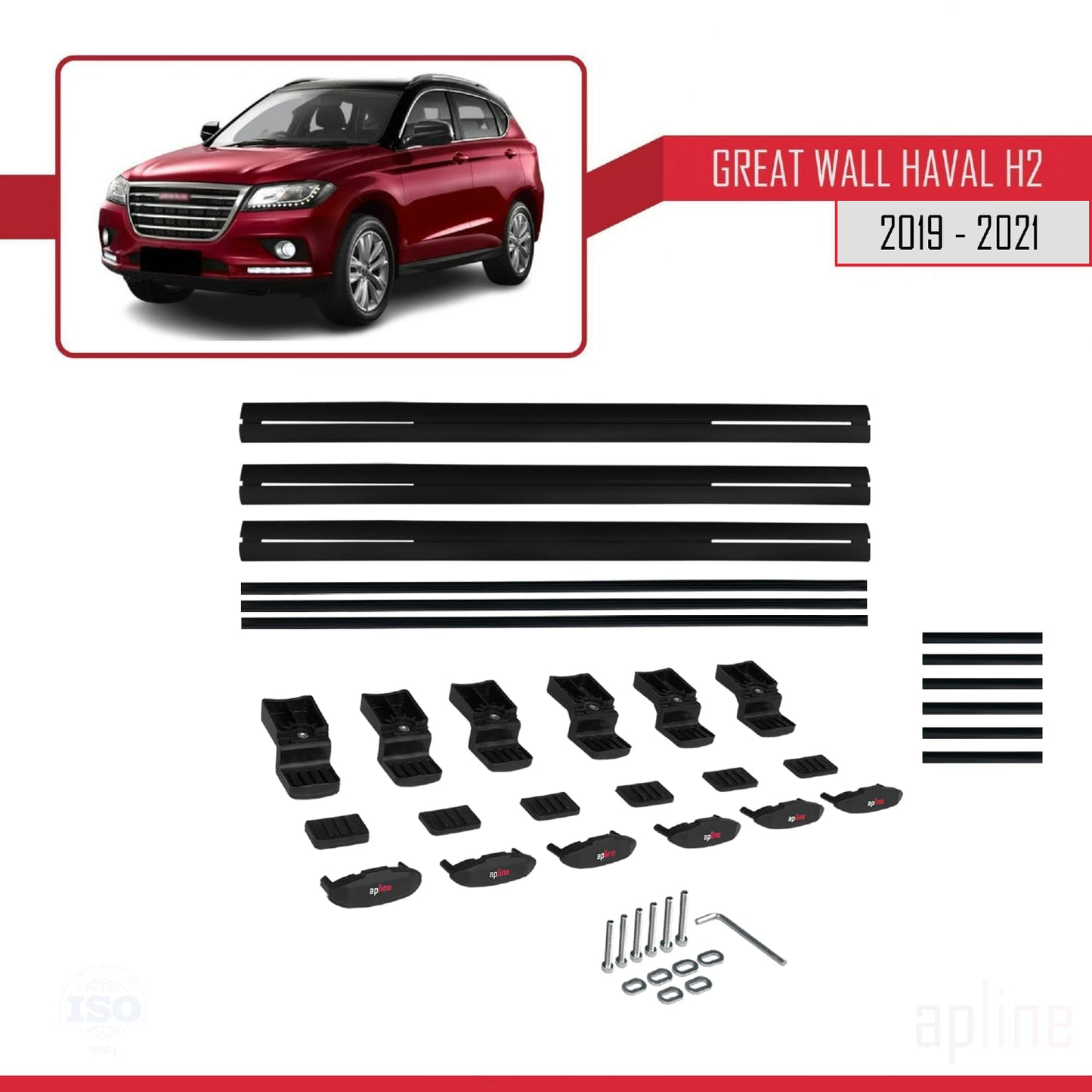 Compatible avec Great Wall Haval H2 2019-2021 BASIC Model Barres de Toit Railing Porte-Bagages de Voiture Noir Aluminium 3 Barres