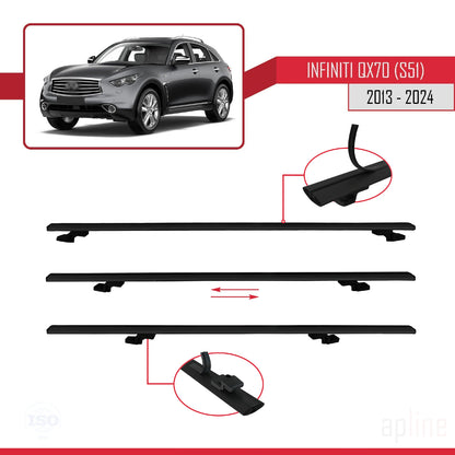 Compatible avec Infiniti QX70 (S51) 2013-2017 BASIC Model Barres de Toit Railing Porte-Bagages de Voiture Noir Aluminium 3 Barres