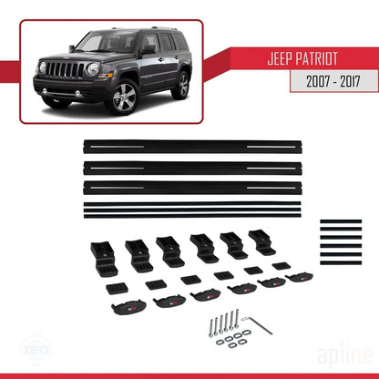 Compatible avec Jeep Patriot 2007-2017 BASIC Model Barres de Toit Railing Porte-Bagages de Voiture Noir Aluminium 3 Barres