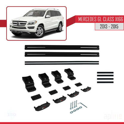 Compatible avec Mercedes Classe GL 2 (X166) Pre-Facelift 2013-2015 BASIC Model Barres de Toit Railing Porte-Bagages de Voiture Noir Aluminium 2 Barres