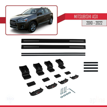 Compatible avec Mitsubishi ASX (GA) 2010-2022 BASIC Model Barres de Toit Railing Porte-Bagages de Voiture Noir Aluminium 2 Barres
