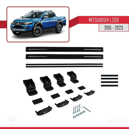 Compatible avec Mitsubishi L200 V 2015-2023 BASIC Model Barres de Toit Railing Porte-Bagages de Voiture Noir Aluminium 2 Barres