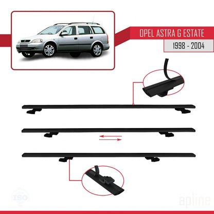 Compatible avec Opel Astra G (T98) Break 1998-2004 BASIC Model Barres de Toit Railing Porte-Bagages de Voiture Noir Aluminium 2 Barres