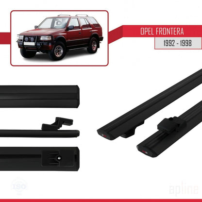 Compatible avec Opel Frontera 1992-1998 BASIC Model Barres de Toit Railing Porte-Bagages de Voiture Noir Aluminium 2 Barres