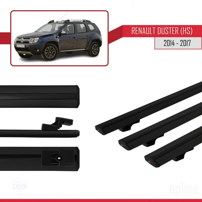 Compatible avec Renault Duster (HS) Post-Facelift 2014-2017 BASIC Model Barres de Toit Railing Porte-Bagages de Voiture Noir Aluminium 3 Barres