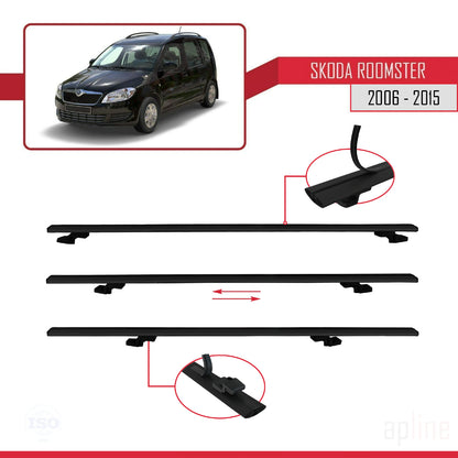 Compatible avec Skoda Roomster 2006-2015 BASIC Model Barres de Toit Railing Porte-Bagages de Voiture Noir Aluminium 2 Barres