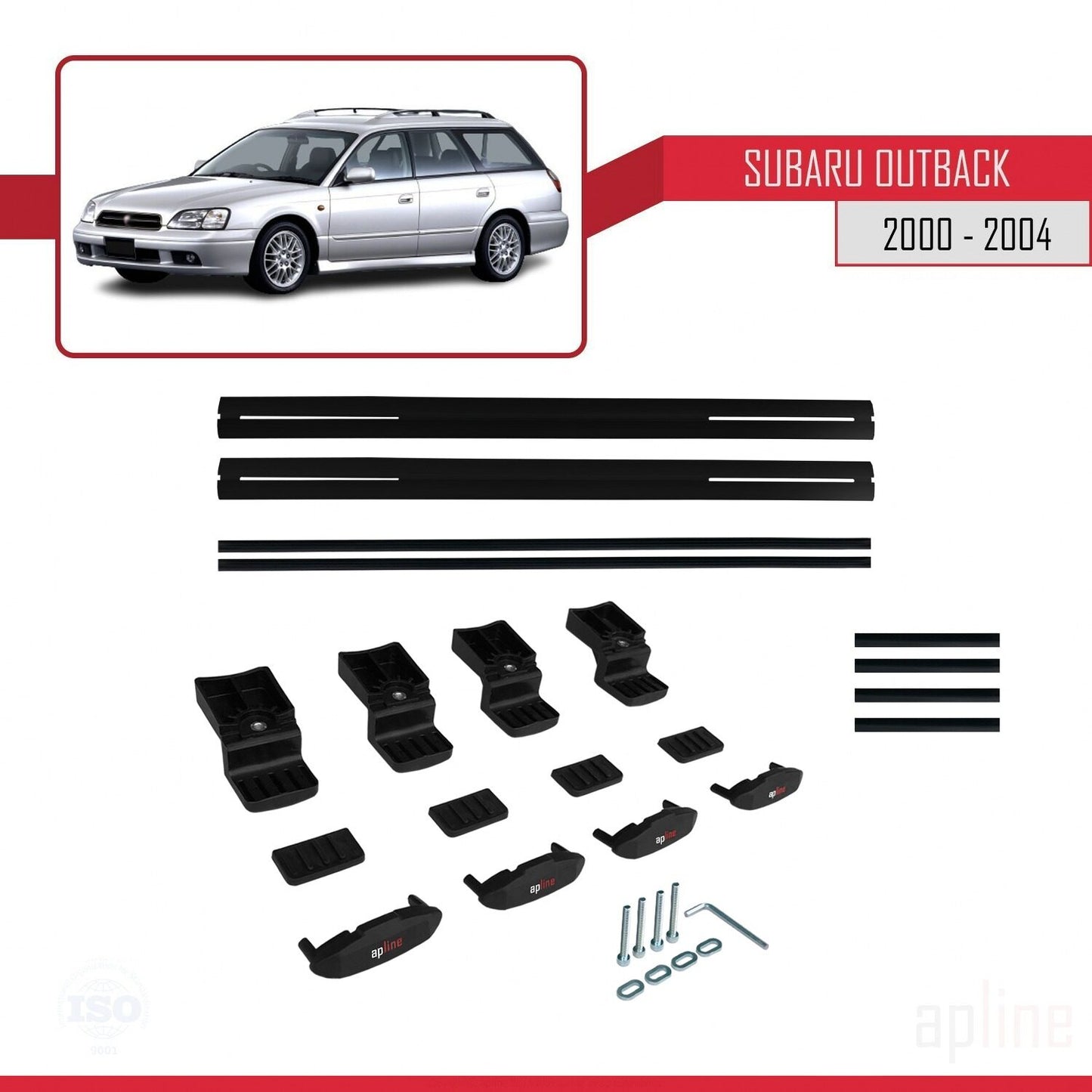 Compatible avec Subaru Outback 2 2000-2004 BASIC Model Barres de Toit Railing Porte-Bagages de Voiture Noir Aluminium 2 Barres