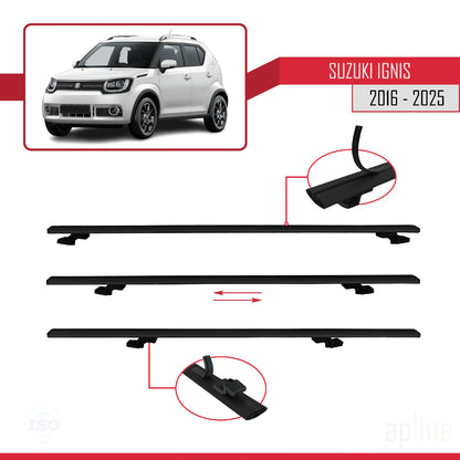 Compatible avec Suzuki Ignıs 2016-2025 BASIC Model Barres de Toit Railing Porte-Bagages de Voiture Noir Aluminium 2 Barres