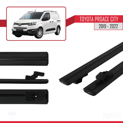 Compatible avec Toyota Proace City 2019-2022 BASIC Model Barres de Toit Railing Porte-Bagages de Voiture Noir Aluminium 2 Barres