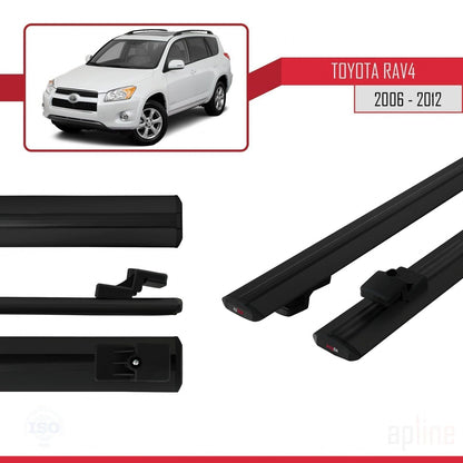 Compatible avec Toyota RAV4 III (XA30) 2006-2012 BASIC Model Barres de Toit Railing Porte-Bagages de Voiture Noir Aluminium 2 Barres