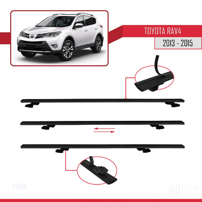 Compatible avec Toyota RAV4 IV (XA40) Pre-Facelift 2013-2015 BASIC Model Barres de Toit Railing Porte-Bagages de Voiture Noir Aluminium 3 Barres