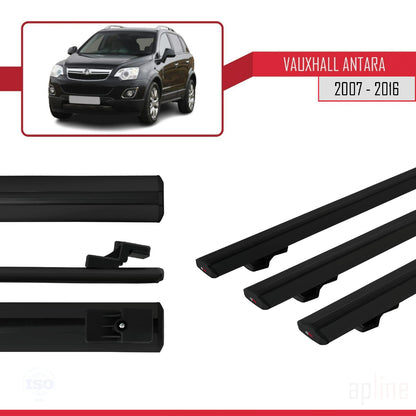 Compatible avec Vauxhall Antara 2007-2016 BASIC Model Barres de Toit Railing Porte-Bagages de Voiture Noir Aluminium 3 Barres