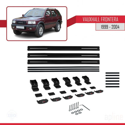 Compatible avec Vauxhall Frontera 2 1999-2004 BASIC Model Barres de Toit Railing Porte-Bagages de Voiture Noir Aluminium 3 Barres