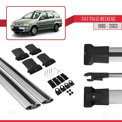 Compatible avec Fiat Palio (178) Weekend 1996-2003 FLY Model Barres de Toit Railing Porte-Bagages de Voiture Gris Aluminium 2 Barres