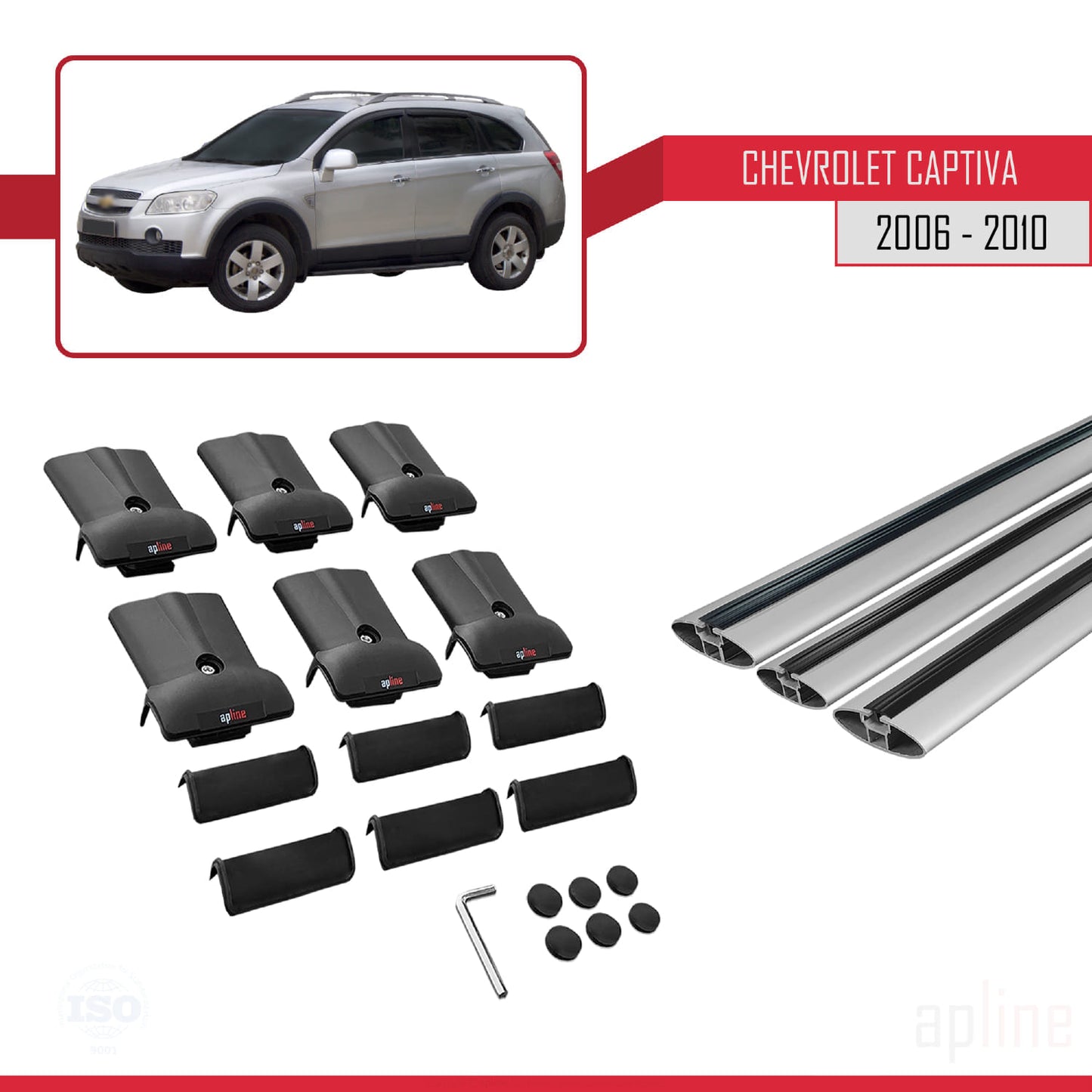 Compatible avec Chevrolet Captiva 2006-2010 FLY Model Barres de Toit Railing Porte-Bagages de Voiture Gris Aluminium 3 Barres